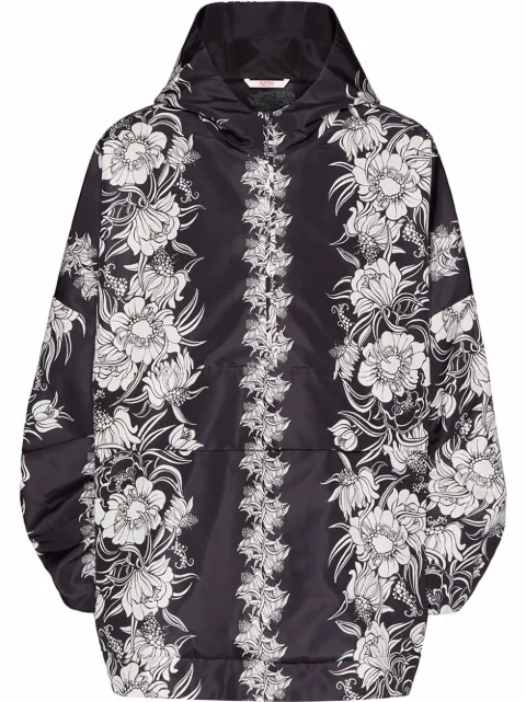 Valentino Garavani graphic-print hooded jacket Black VCJH658FU