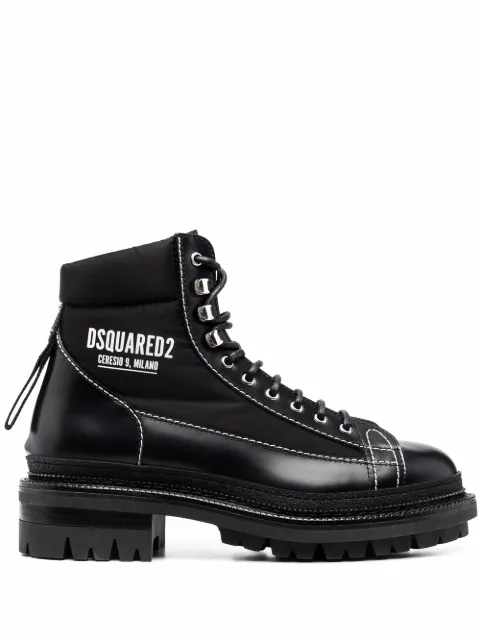 DSQUARED2 logo-print panelled boots Black ABM009124904941