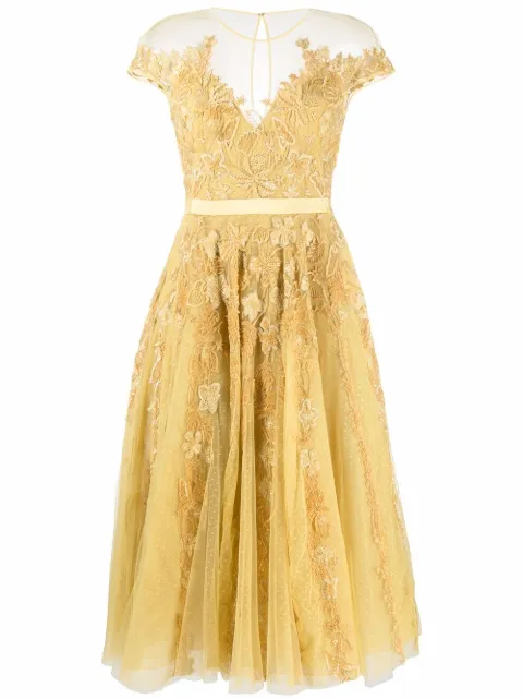 Zuhair Murad embroidered midi dress Yellow DRR19025
