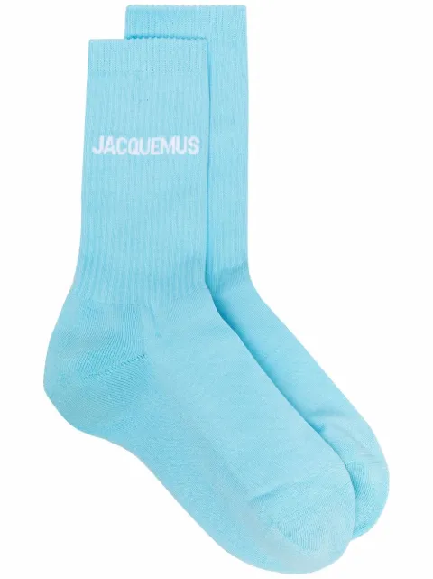 Jacquemus logo-print ribbed socks Blue 213AC0035000