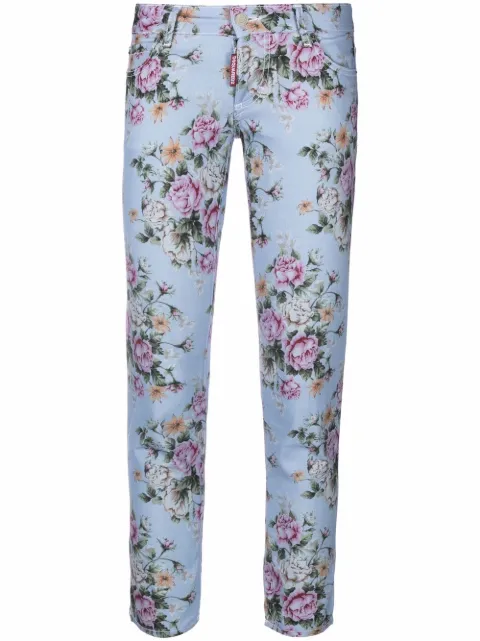 DSQUARED2 floral-print skinny trousers Blue S75LB0607S30790