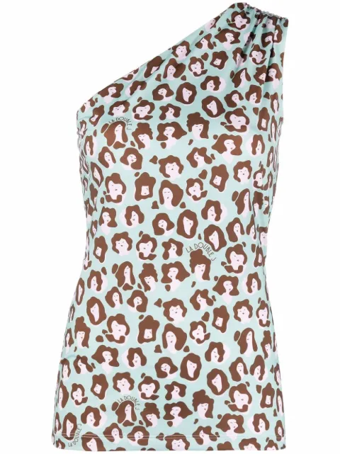 La DoubleJ Lady Leopard-print one-shoulder top TOP0048JER005
