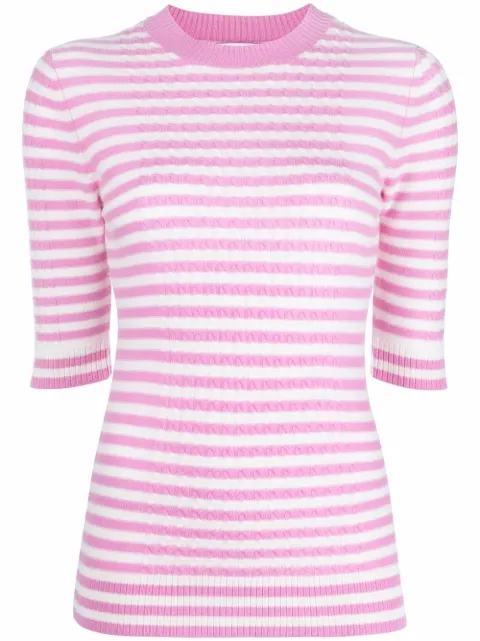 GANNI striped cashmere-wool top Pink K1605