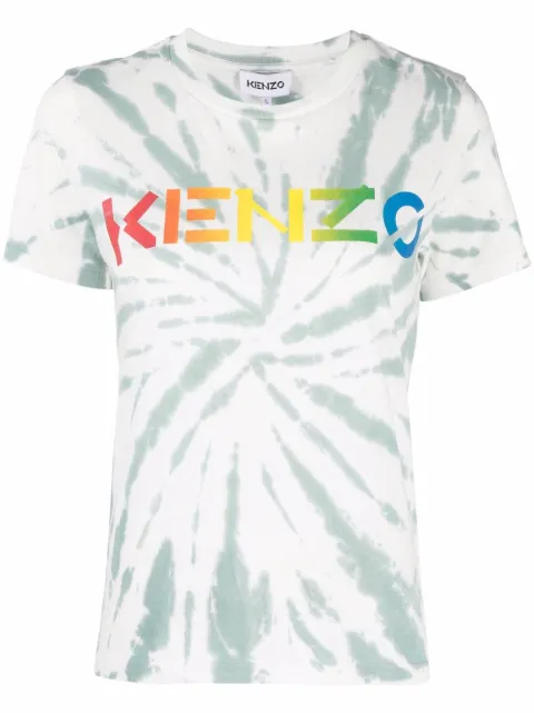 Kenzo logo-print tie-dye T-shirt Green FC52TS8544SA