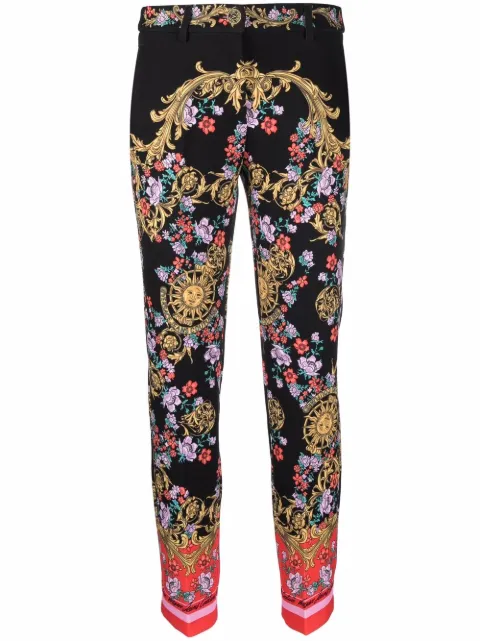Versace Jeans Couture baroque print fitted trousers Black 72HAA1A7NS108