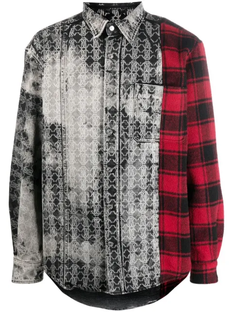 Roberto Cavalli long-sleeved patchwork shirt Grey PRJ775DN017
