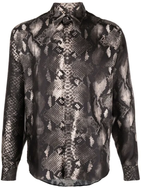 Roberto Cavalli snakeskin-print silk shirt Black PRT7304QE38D0057