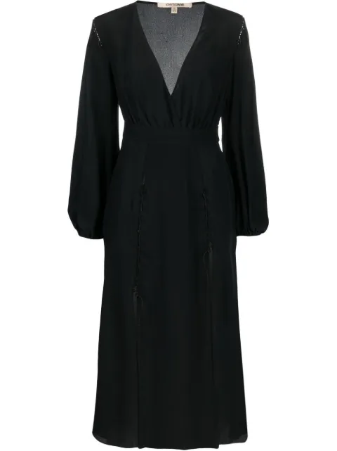 Roberto Cavalli front-slit silk midi dress Black PKT114SY001