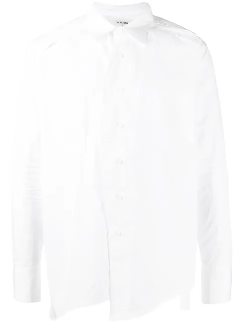 sulvam cut out-detail tailored shirt White SPB01001