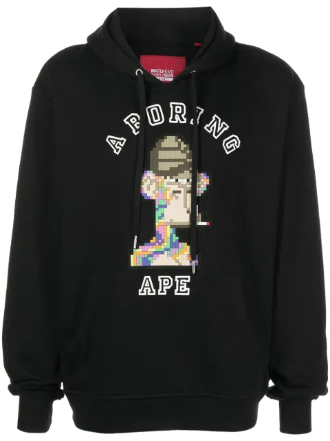 Mostly Heard Rarely Seen 8-Bit A Boring Ape print hoodie Black MHEB02BBKH24