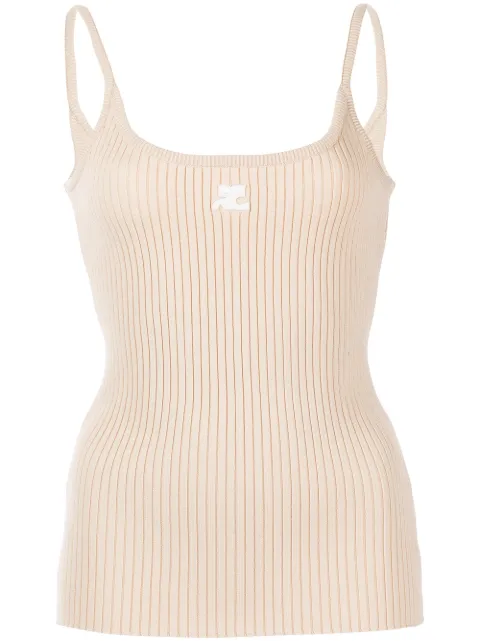 Courrèges ribbed knit cotton tank top Neutrals 122MDE012FI0001