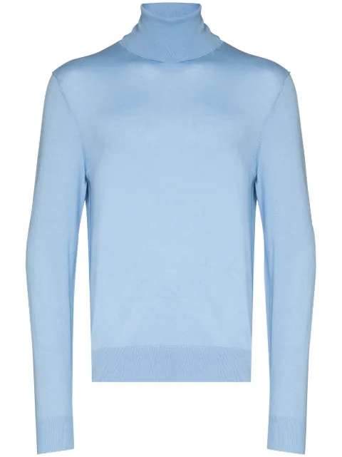 Dolce & Gabbana roll-neck fine-knit jumper Blue GXH82TJCMT3