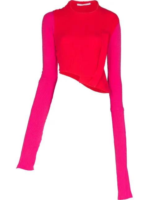 Talia Byre asymmetric ribbed-knit jumper Pink TASS22TO02244227