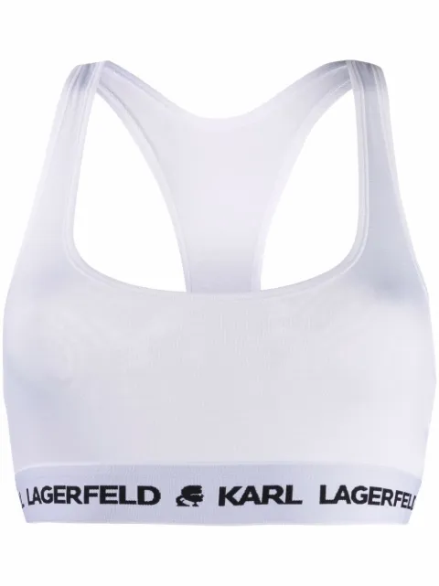 Karl Lagerfeld logo band sports bra White A1W47007100