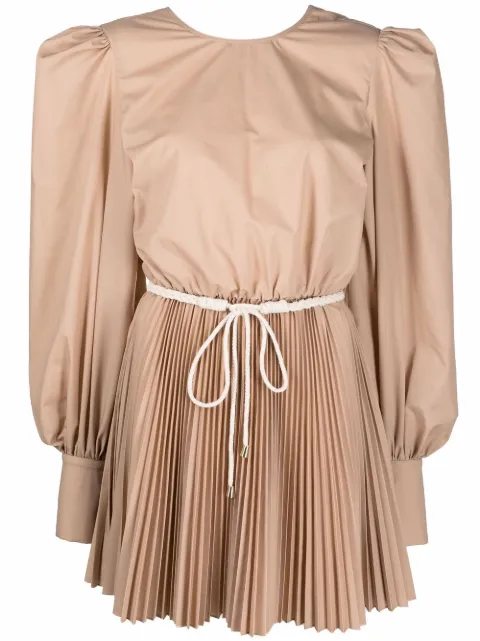 Federica Tosi puff-shoulder pleated dress Neutrals FTE22AB0500PP0060