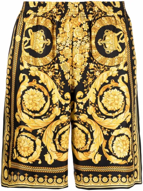 Versace printed silk twill shorts Black 10024761A03044