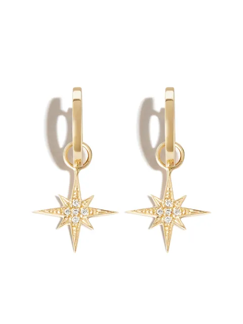 Sydney Evan 18kt yellow gold Starburst charm diamond hoop earrings Gold E36264Y