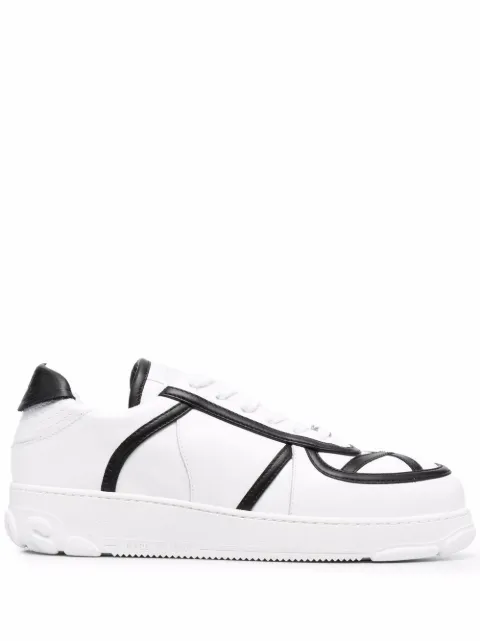 GCDS contrast-detail chunky leather sneakers White SS22M460040
