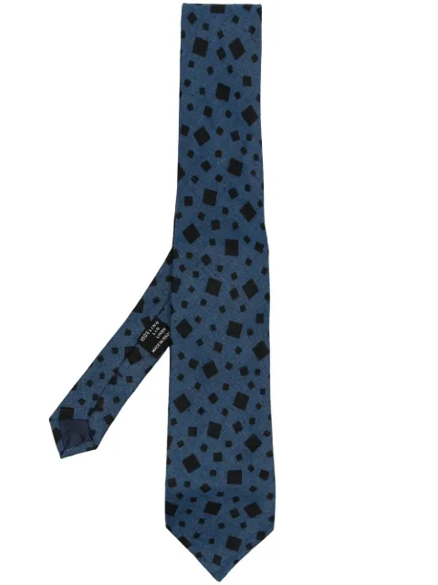 Versace Pre-Owned 1970s square-print linen tie Blue VERS120BP