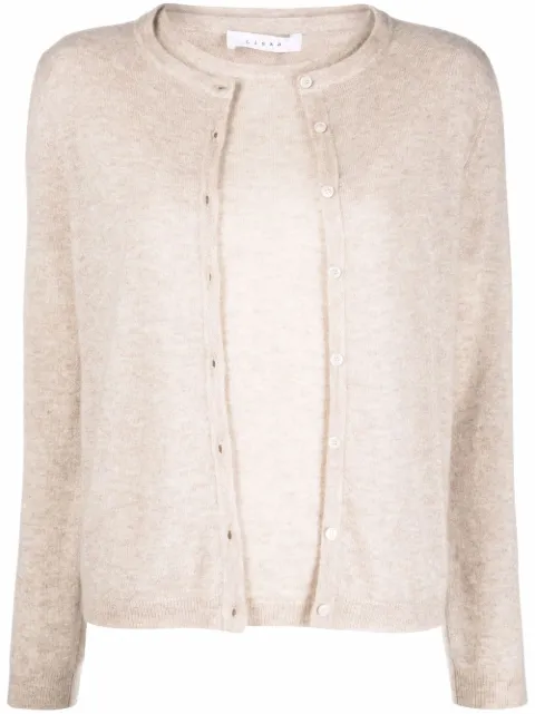 Liska double-layer merino-cashmere cardigan Neutrals NVD6011