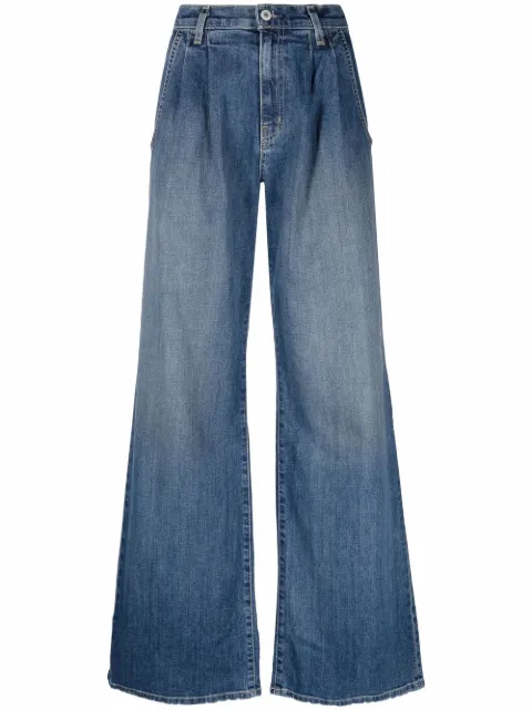 Nili Lotan wide-leg bleach-effect denim jeans Blue 11595W45