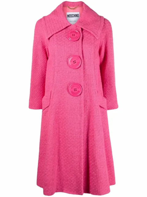 Moschino single-breasted tweed coat Pink A06010514