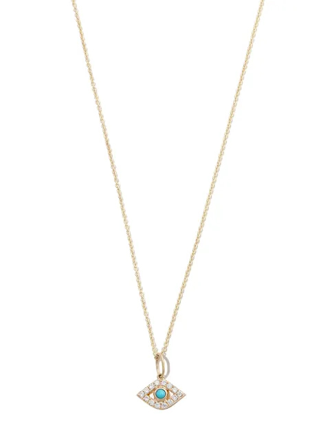 Sydney Evan 14kt yellow gold Evil Eye diamond and turquoise necklace Gold C34043TQY18XT