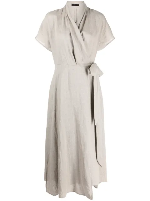 VOZ Butterfly linen wrap dress Grey VD45TAUPE