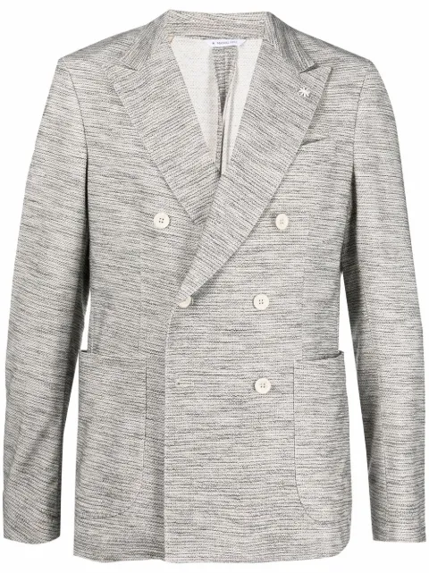 Manuel Ritz double-breasted peak-lapels cotton blazer Neutrals 3232G2738M223205