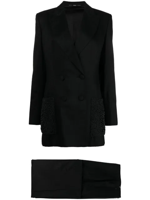 Gianfranco Ferré Pre-Owned 1990s metallic-threading double-breasted suit Black GFFE850S