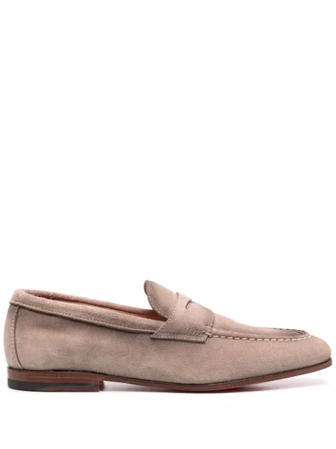 Santoni suede penny loafers Neutrals MCNC18007SA4SRVRE82