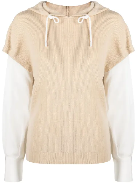 Max & Moi two-tone drawstring hoodie Neutrals E22POP