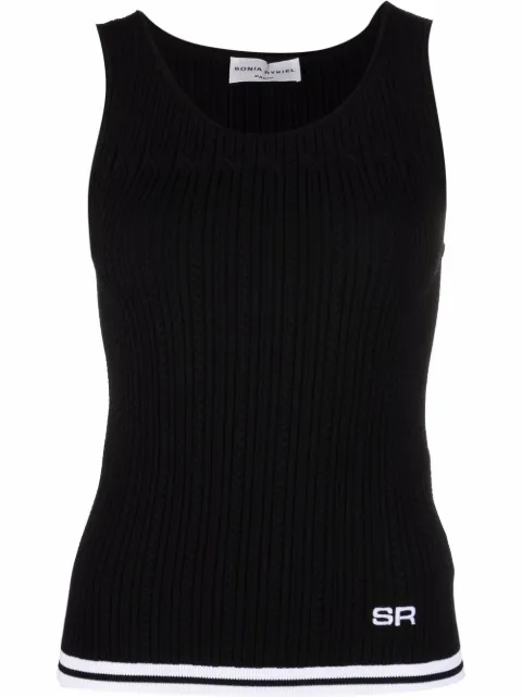 Sonia Rykiel logo-embroidered pointelle-knit tank top Black 122EC065BH