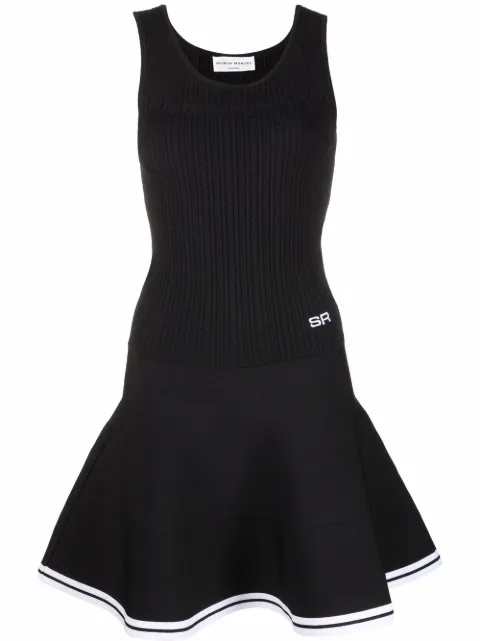 Sonia Rykiel pointelle knit fluted-skirt mini dress Black 122EC064EA