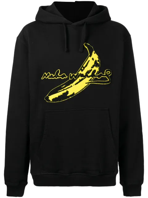 Maharishi logo-patch cotton hoodie Black 9644