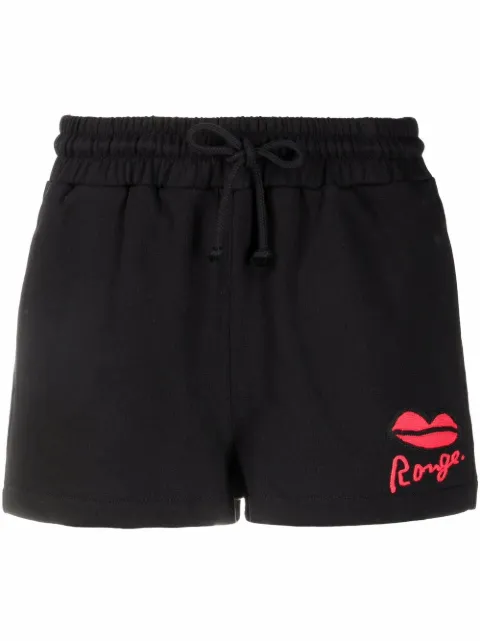 Sonia Rykiel Rouge-print track shorts Black 122EC106DC