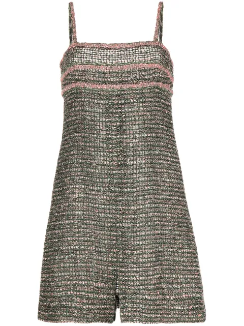 CHANEL Pre-Owned tweed sleeveless minidress Green CSIP1221CHADRE3