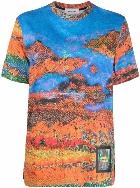AMBUSH graphic-print T-shirt Blue BWAA025S22JER0014584