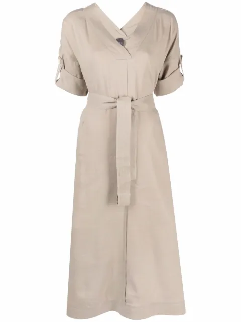 Lorena Antoniazzi belted midi dress Neutrals P2235AB05A3347