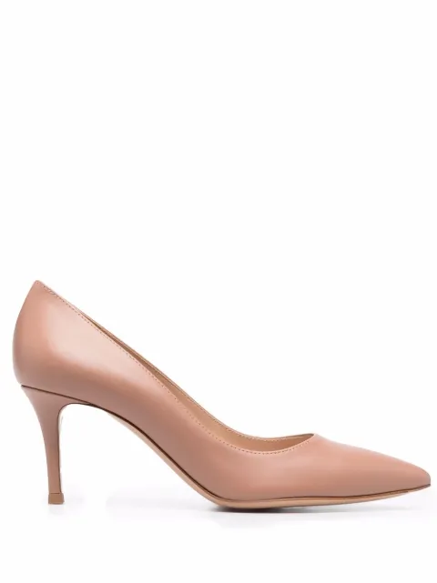 Gianvito Rossi polished-finish pointed-toe pumps Neutrals G2677070RICVIT