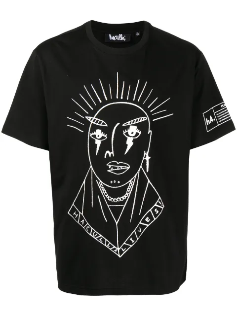 Haculla sketch-style print T-shirt Black HA02BBT03