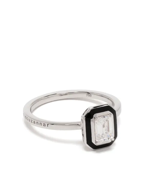Selim Mouzannar 18kt white gold Mina diamond enamel ring Silver MNENSN0112AA9WG