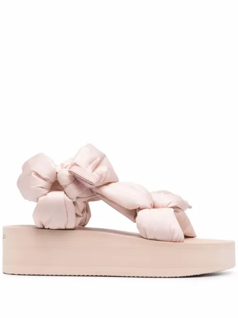 RED(V) puffy strap flatform sandals Pink QS0F49REG