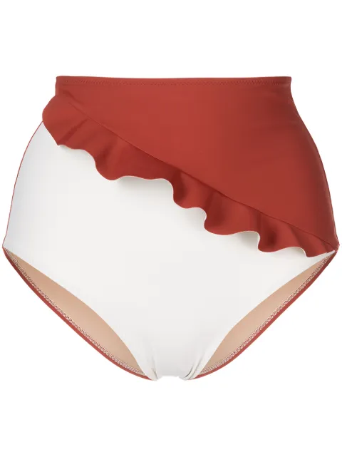 Evarae ruffle-trim bikini briefs Brown RE22GRETABNC