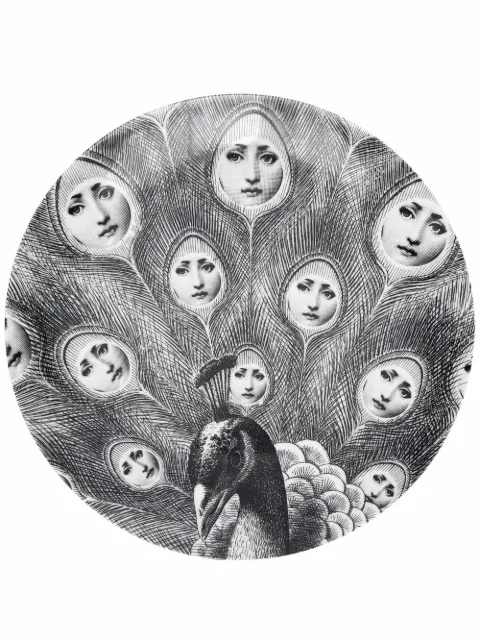 Fornasetti peacock print plate Black PTVX259