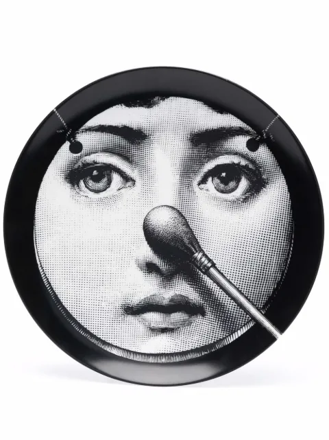 Fornasetti graphic porcelain plate Black PTVX161