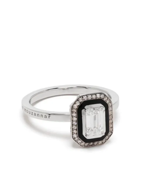 Selim Mouzannar 18kt white gold Mina diamond and enamel ring Silver MNEN0112AA8WG