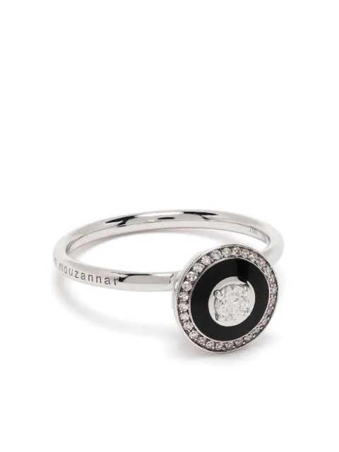 Selim Mouzannar 18kt white gold Mina diamond enamel ring Silver MNRN011295A1WG
