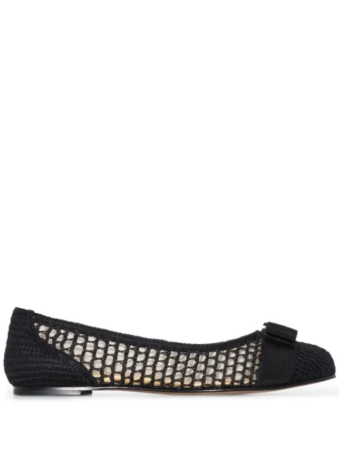 Ferragamo Varina bow-embellished balleria shoes Black 752463