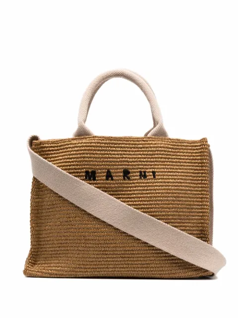 Marni raffia-effect tote bag Brown SHMP0077U0P3860